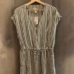 h&m shirtdress sz 10 new green/white
